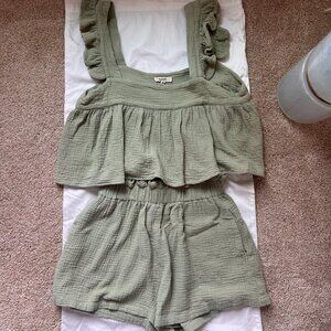 Twenty Ten Sage Green Gauze Matching Set | Top & Shorts | Size M